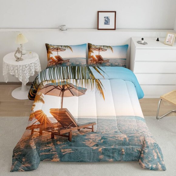 New 2 Piece Beach Vacation Comforter Set • Twin Size - Picture 2 of 4